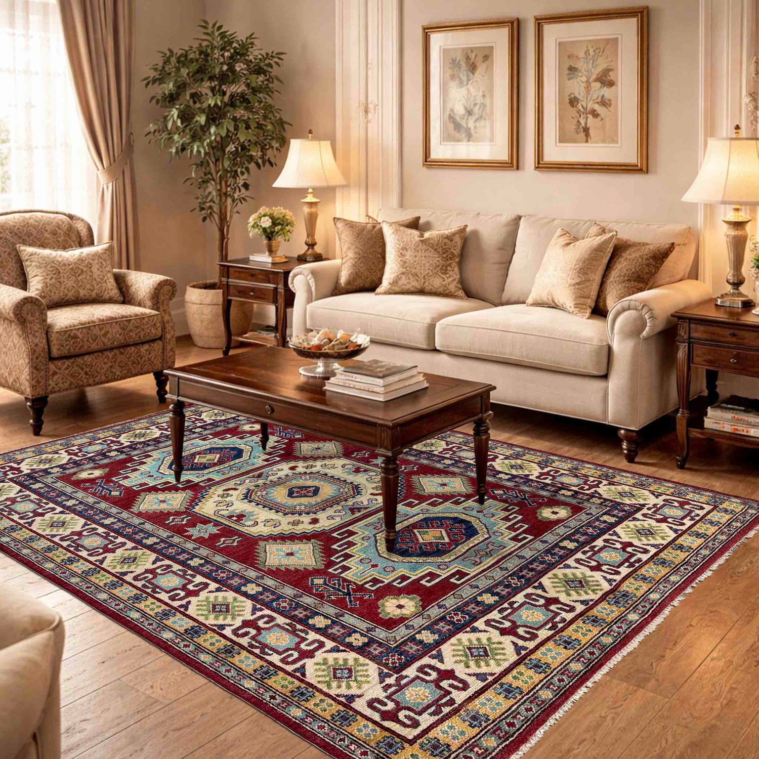 Hand knotted Kazak Rugs 5' 0" x 6' 6" ft / 153 x 198 cm - No. R37377