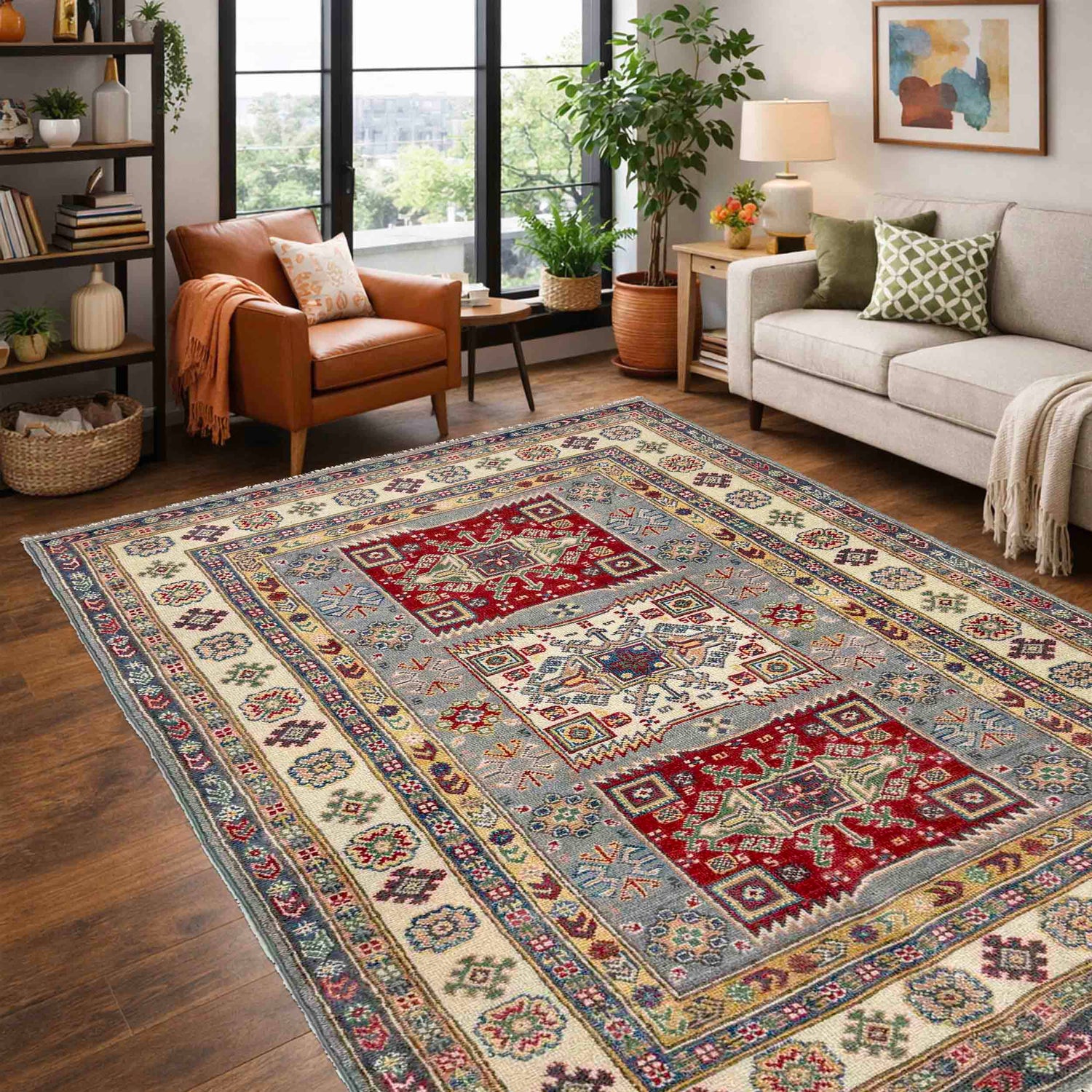 Hand knotted Kazak Rugs 3' 9" x 6' 7" ft / 115 x 200 cm - No. R37378