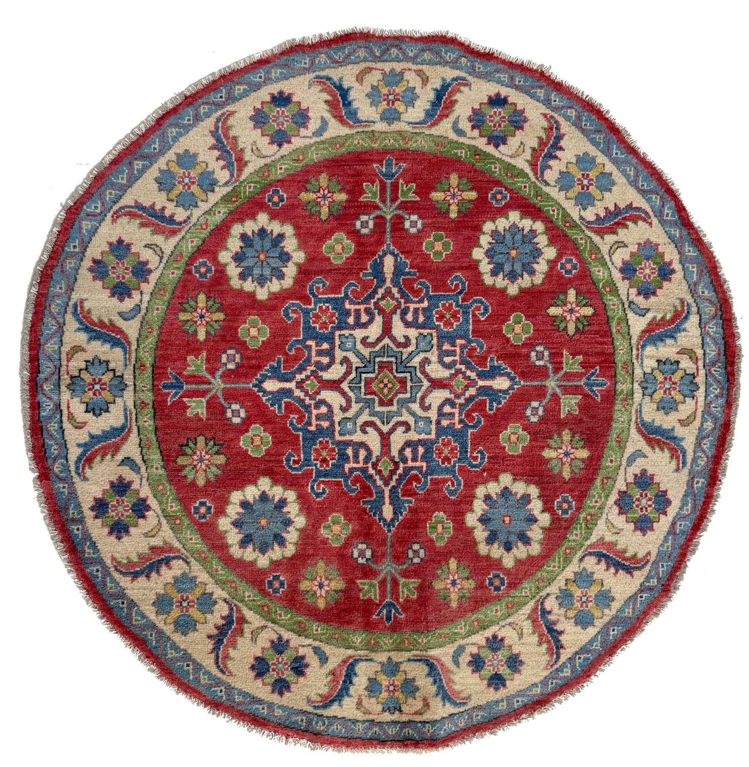 Hand Knotted Round Kazak Oriental Rug 4' 10" x 4' 11" ft / 148 x 150 cm - No. R37384