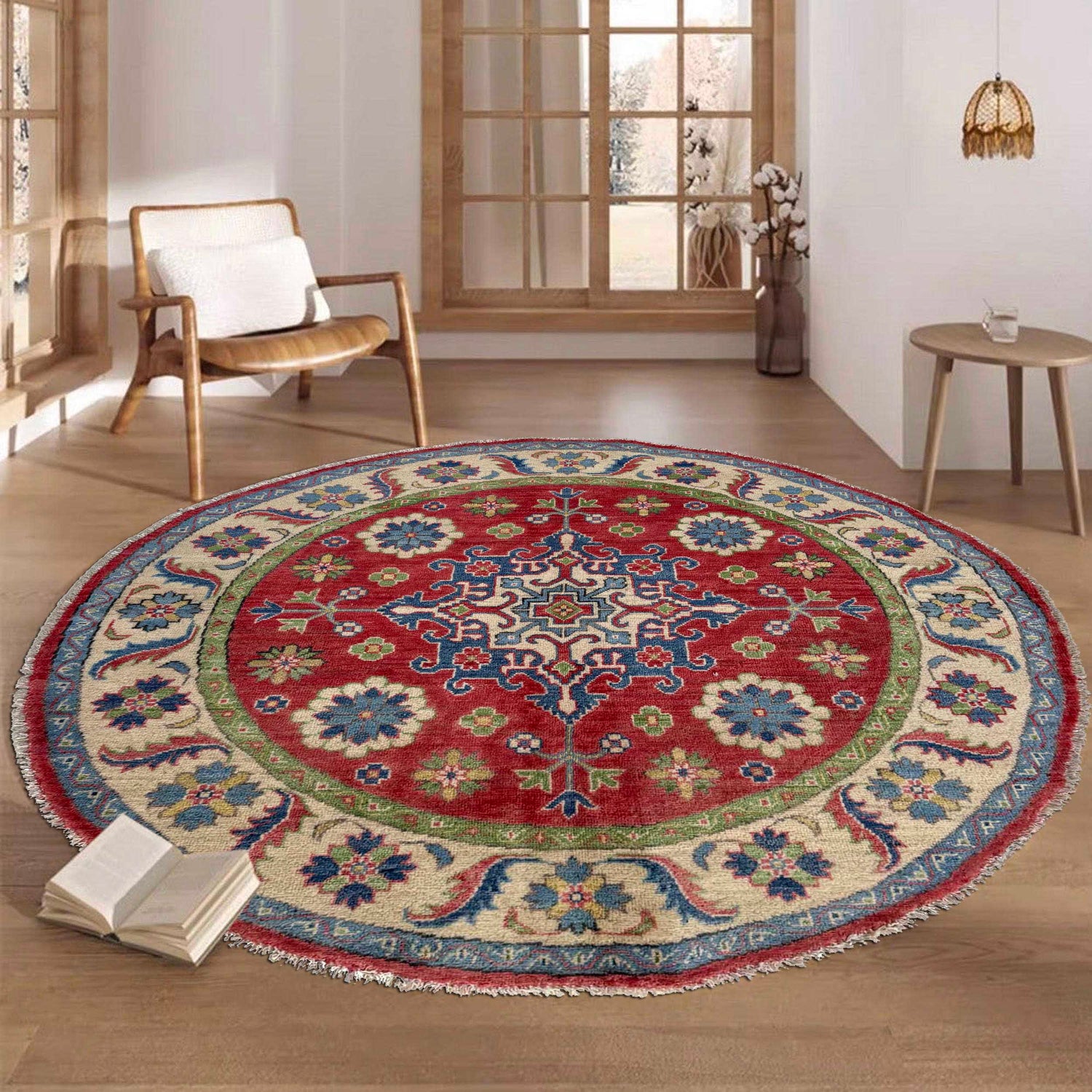 Hand Knotted Round Kazak Oriental Rug 4' 10" x 4' 11" ft / 148 x 150 cm - No. R37384