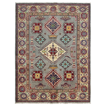 Hand Knotted Kazak Oriental Rug 4' 8" x 6' 5" ft / 141 x 195 cm - No. R37385