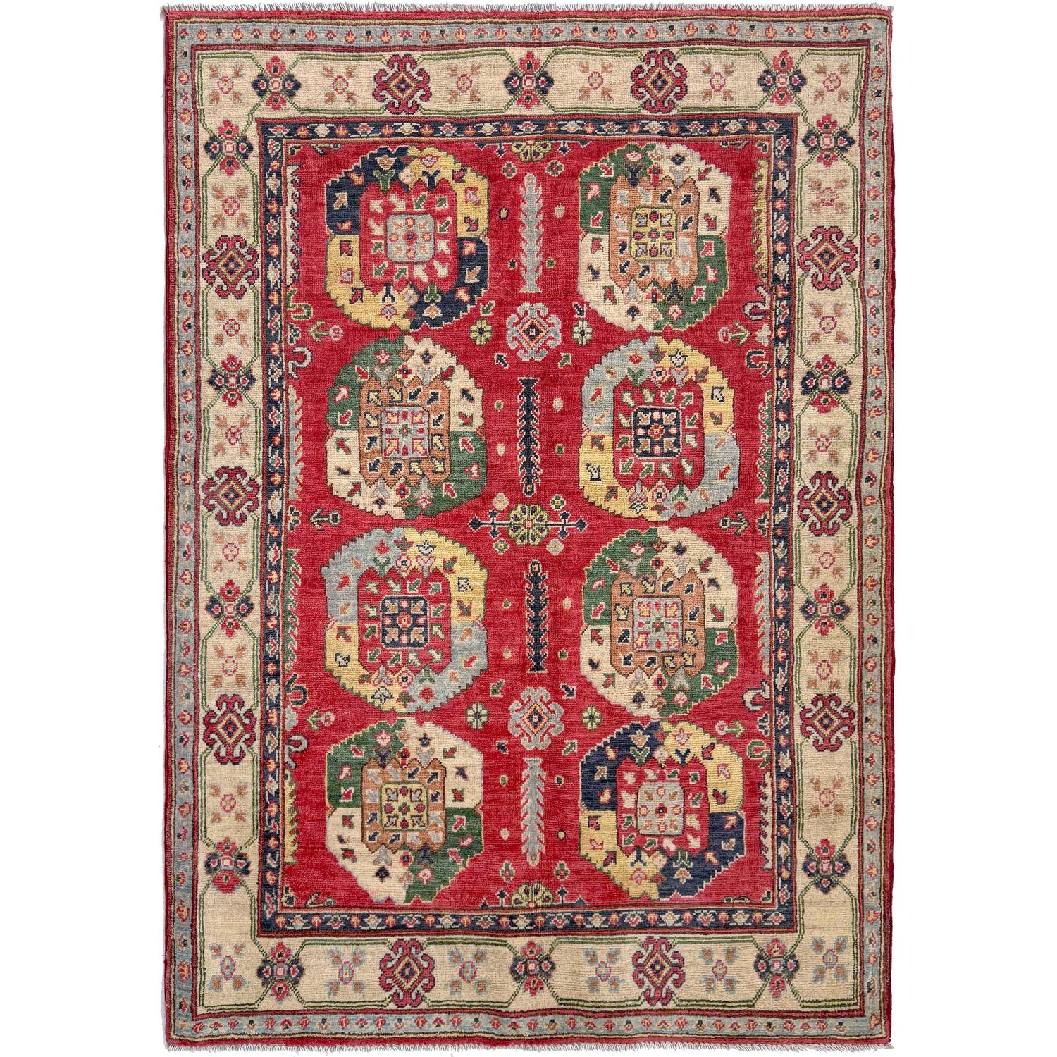 Oriental Kazak Rug 4' 0" x 5' 10" ft / 121 x 177 cm - No. R37386