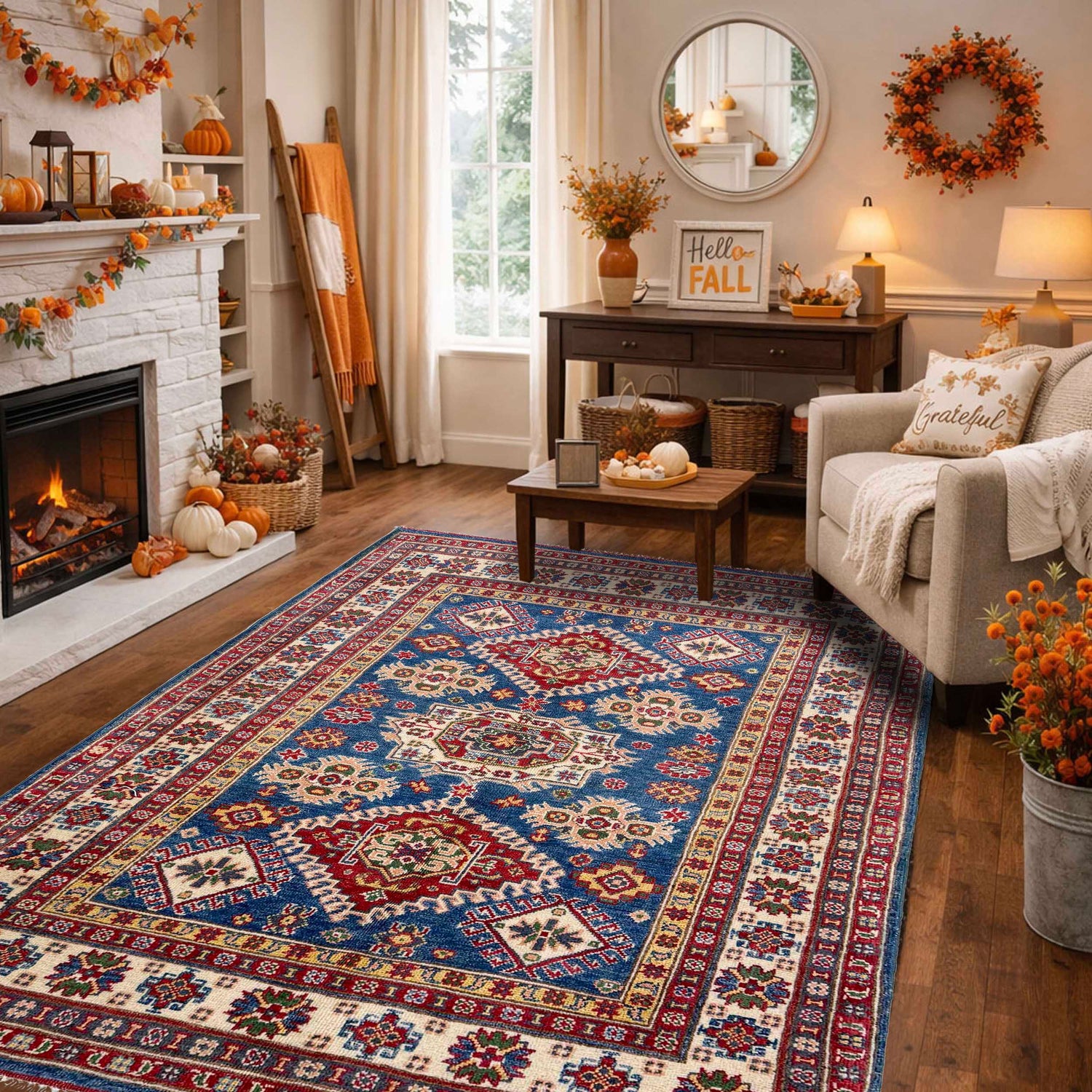 Hand knotted Kazak Carpet 3' 10" x 5' 10" ft / 117 x 177 cm - No. R37387