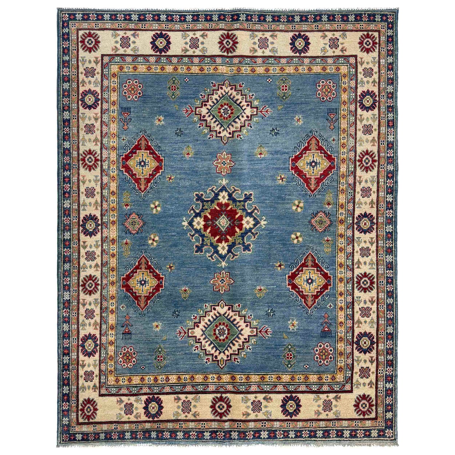 Blue Color Kazak Rug 4' 10" x 6' 2" ft / 148 x 187 cm - No. R37388