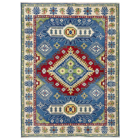 Handmade Kazak Area Rug 3' 10" x 5' 10" ft / 118 x 179 cm - No. R37389