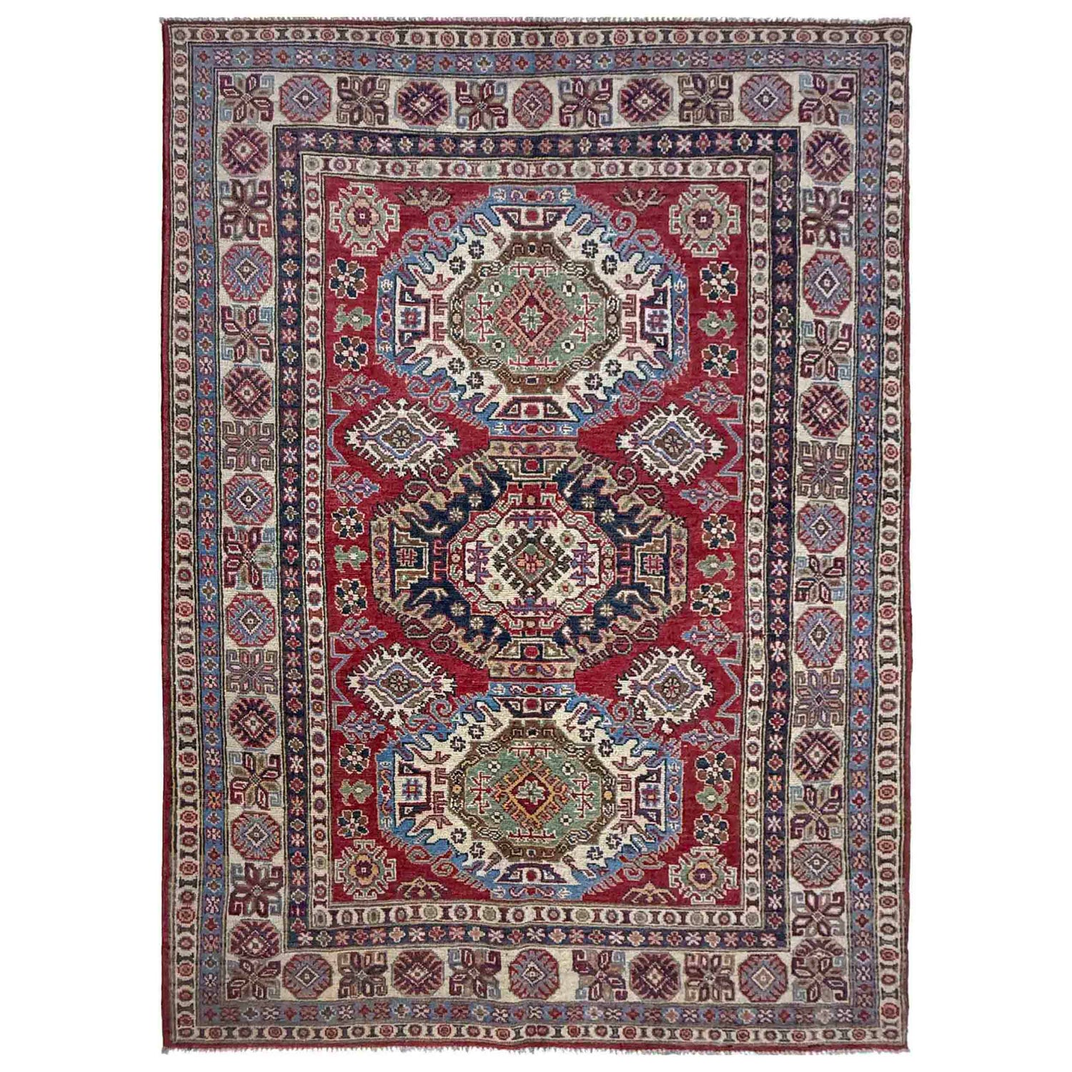 Hand knotted Kazak Carpet 4' 11" x 7' 3" ft / 151 x 220 cm - No. R37390