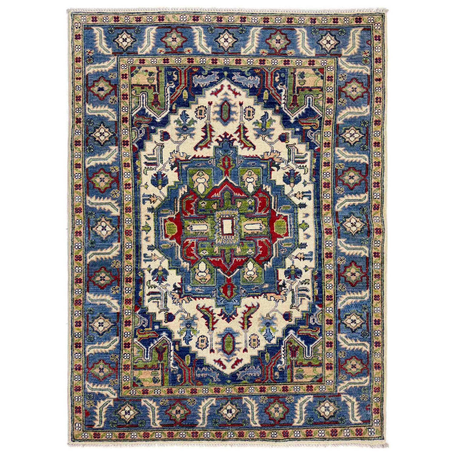 Multi Color Heriz Design Rug 4' 0" x 5' 8" ft / 122 x 173 cm - No. R37391