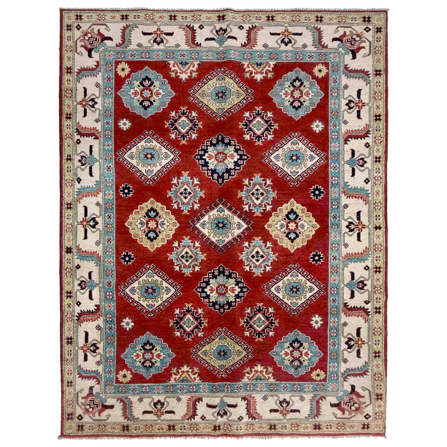 Handmade Kazak Area Rug 5' 0" x 6' 8" ft / 153 x 204 cm - No. R37394