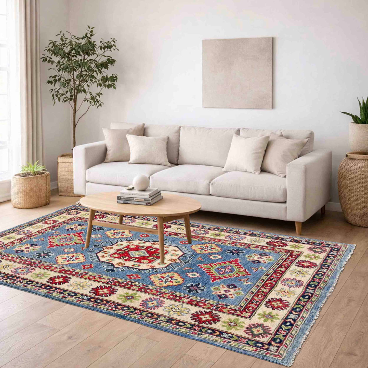 Oriental Kazak Rug 3' 8" x 5' 11" ft / 113 x 180 cm - No. R37396