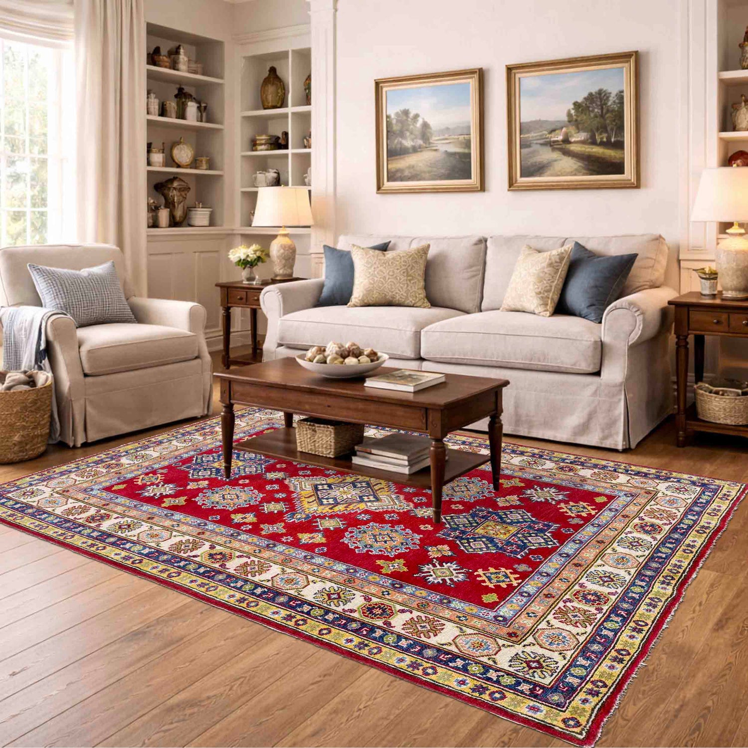 Red Color Kazak Rug 4' 8" x 6' 7" ft / 142 x 201 cm - No. R37398