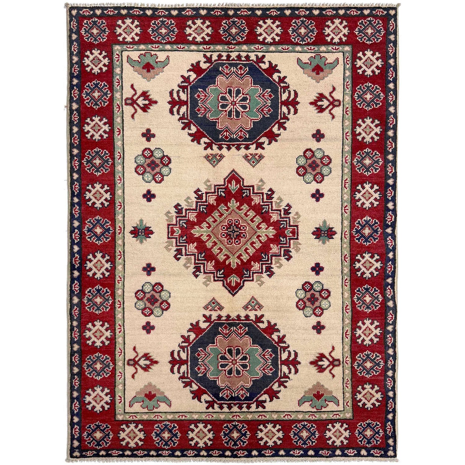 Beige Color Kazak Rug 3' 11" x 5' 8" ft / 120 x 172 cm - No. R37399