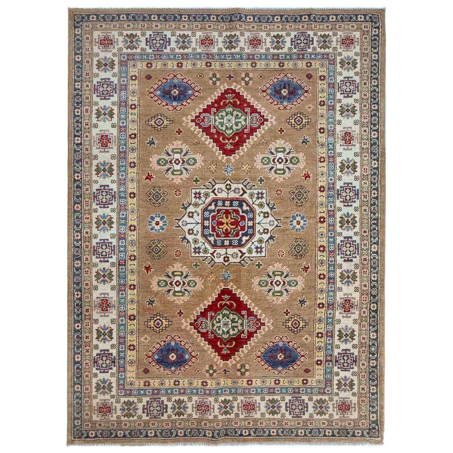 Hand Knotted Kazak Oriental Rug 4' 11" x 7' 1" ft / 150 x 217 cm - No. R37400