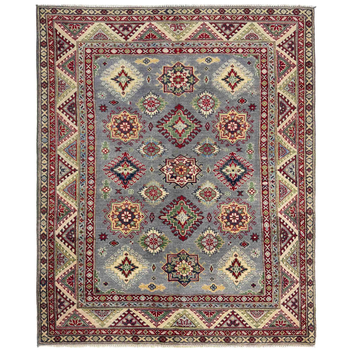 Handmade Kazak Area Rug 4' 9" x 6' 7" ft / 145 x 200 cm - No. R37404