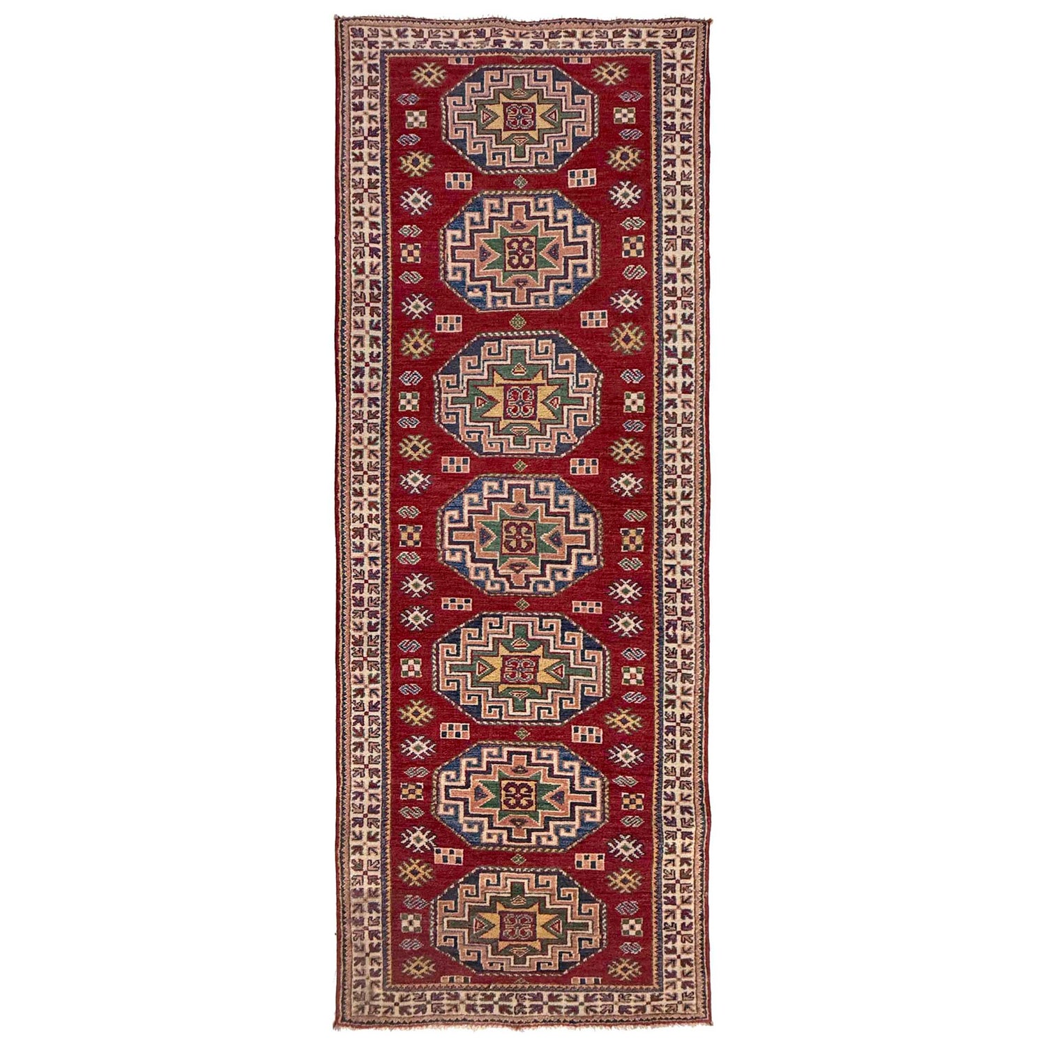 Hand knotted Kazak Runner Carpet 2' 8" x 8' 4" ft / 81 x 253 cm - No. R37406