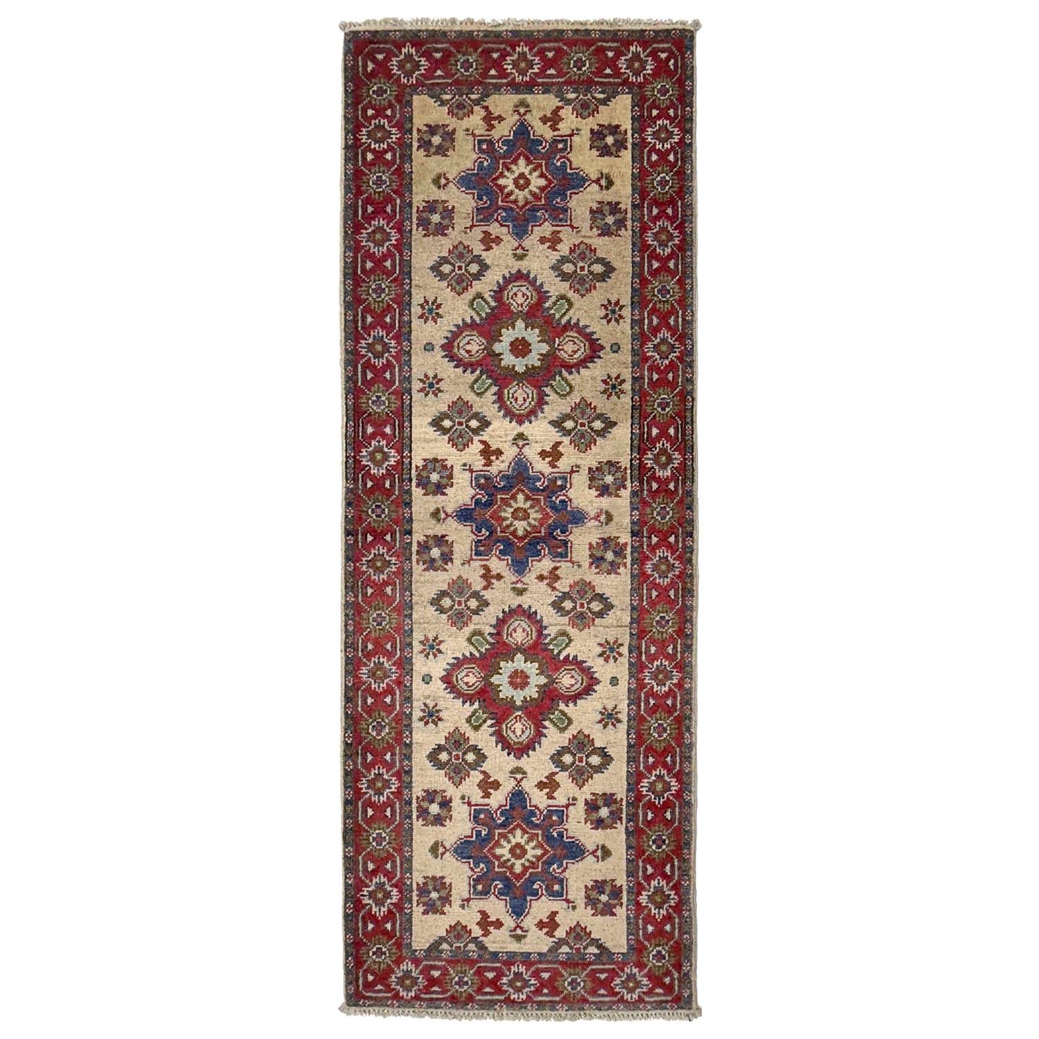 Hand knotted Kazak Runner Carpet 2' 1" x 5' 9" ft / 63 x 176 cm - No. R37414