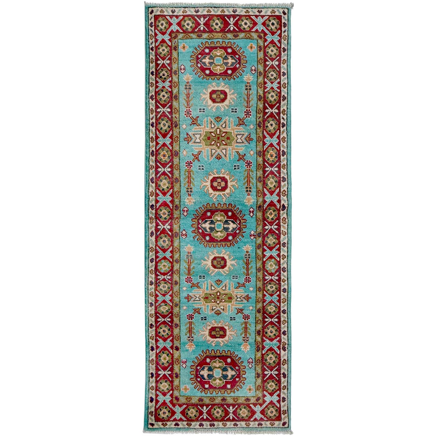 Blue Color Kazak Runner Rug 1' 10" x 5' 7" ft / 57 x 171 cm - No. R37419