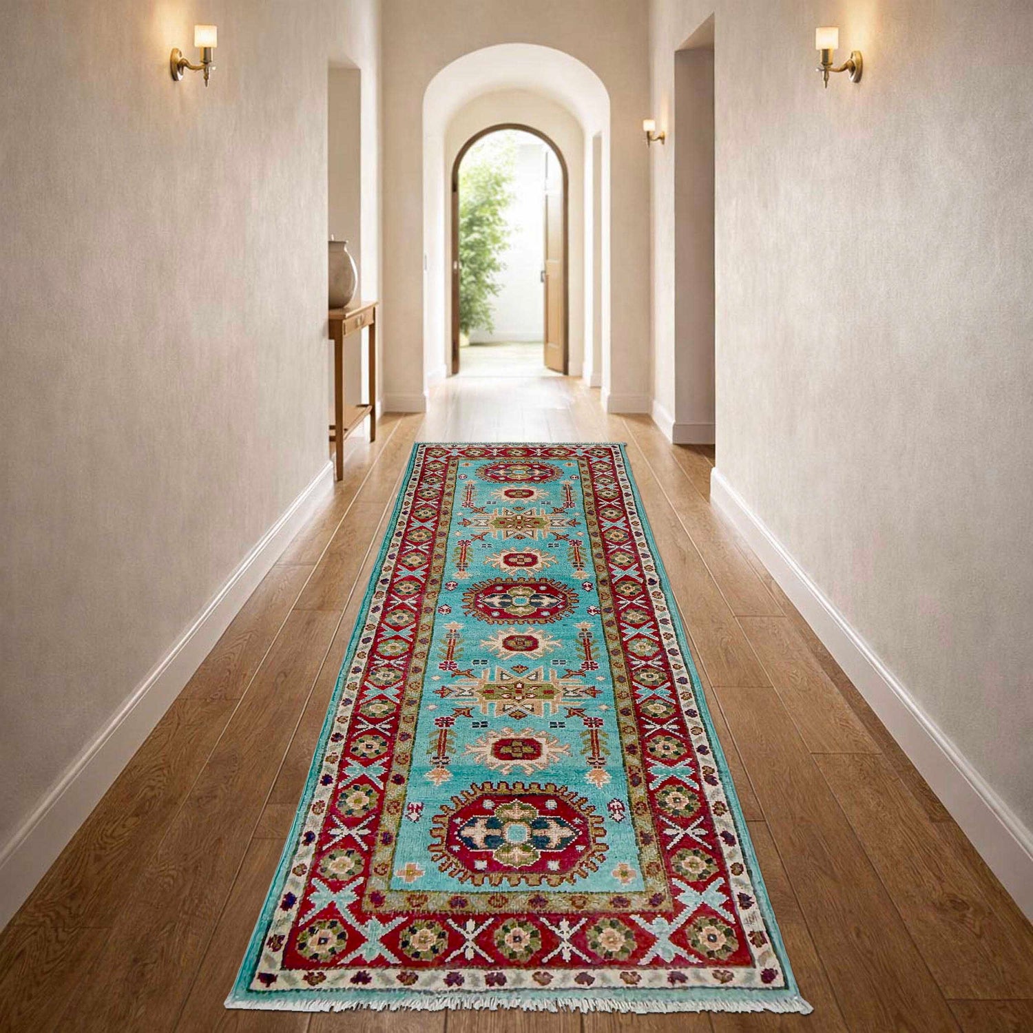 Blue Color Kazak Runner Rug 1' 10" x 5' 7" ft / 57 x 171 cm - No. R37419