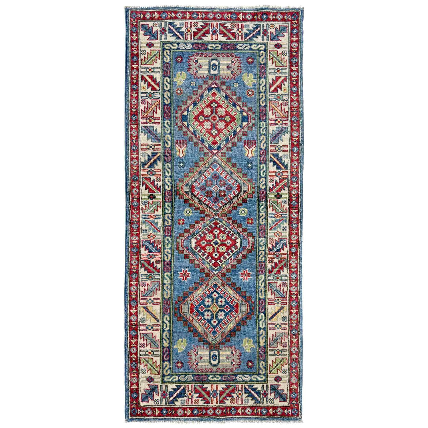 Hand knotted Kazak Runner Carpet 2' 7" x 6' 7" ft / 78 x 201 cm - No. R37421
