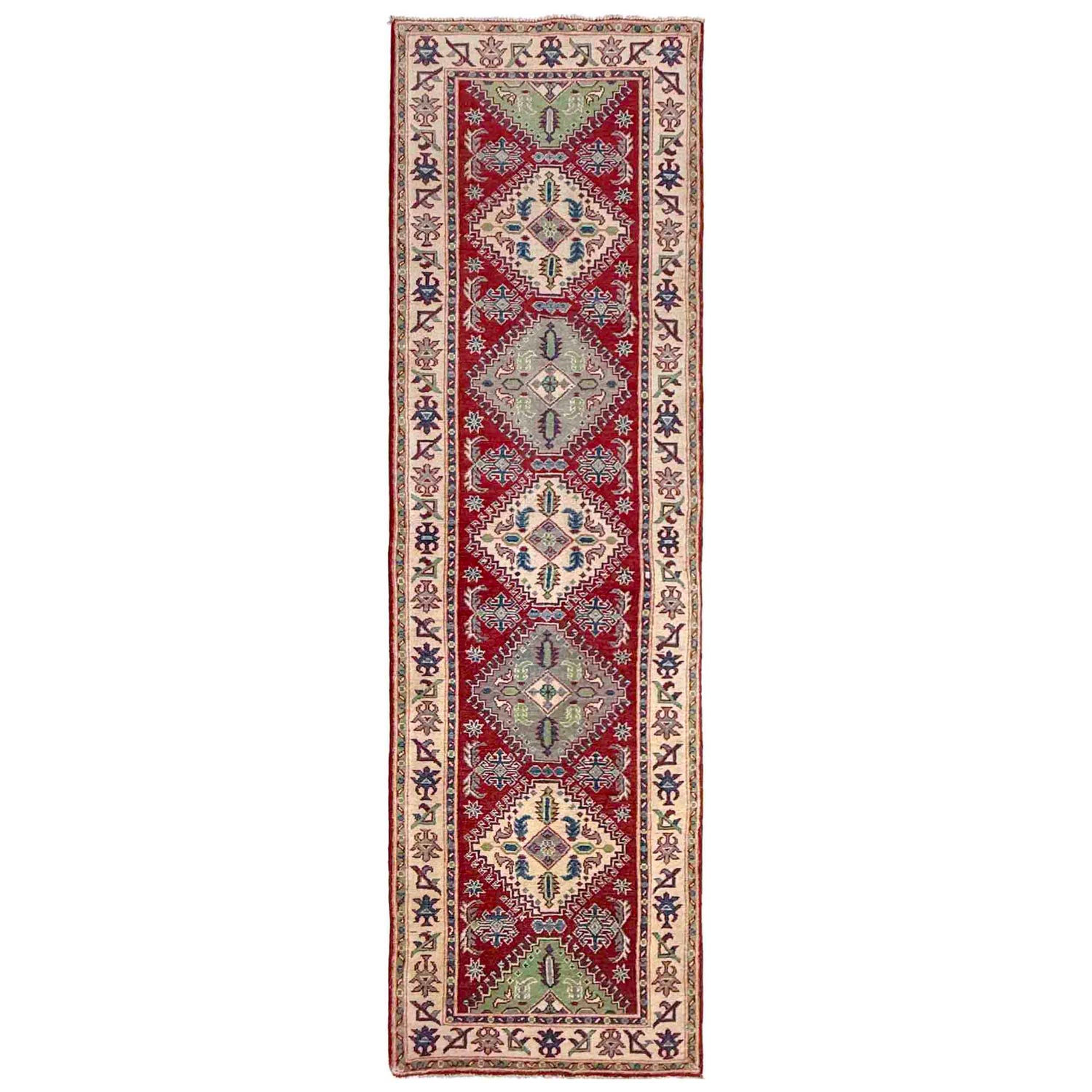 Handmade Kazak Area Runner Rug 2' 6" x 9' 7" ft / 77 x 293 cm - No. R37427