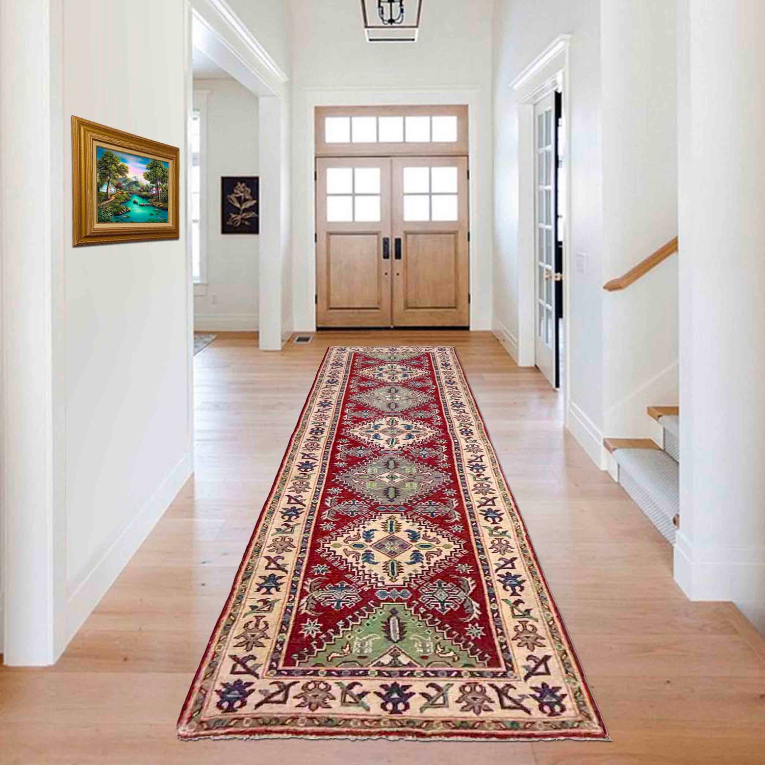 Handmade Kazak Area Runner Rug 2' 6" x 9' 7" ft / 77 x 293 cm - No. R37427