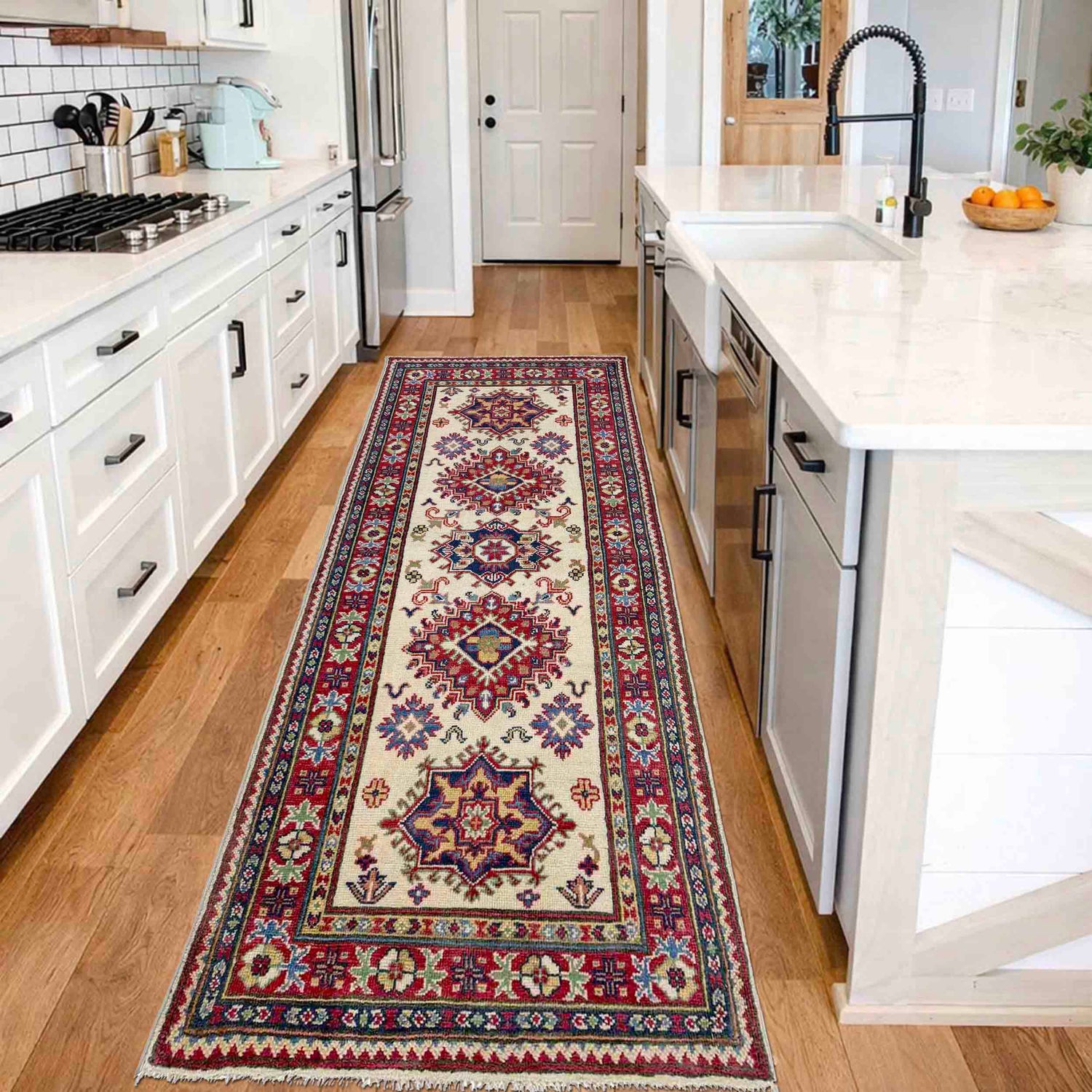 Handmade Kazak Area Runner Rug 2' 7" x 6' 9" ft / 80 x 205 cm - No. R37430