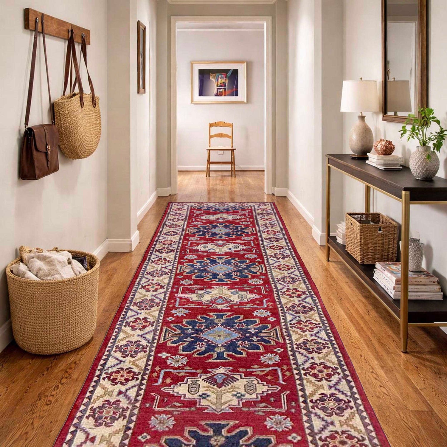 Hand knotted Kazak Runner Carpet 2' 9" x 9' 9" ft / 83 x 297 cm - No. R37435