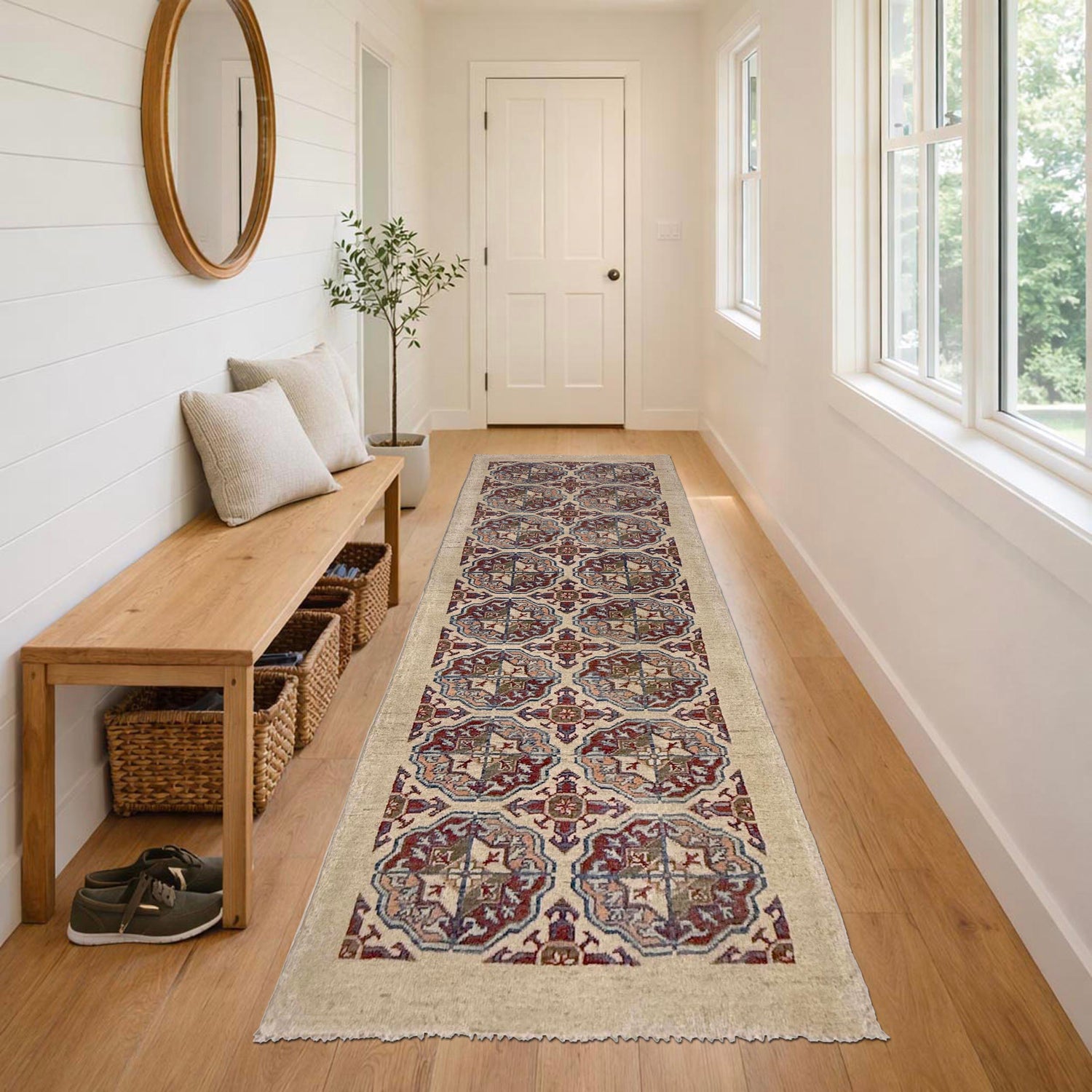 Hand Knotted Oriental Waziri Runner Rug 2' 7" x 7' 11" ft / 78 x 242 cm - No. R37437