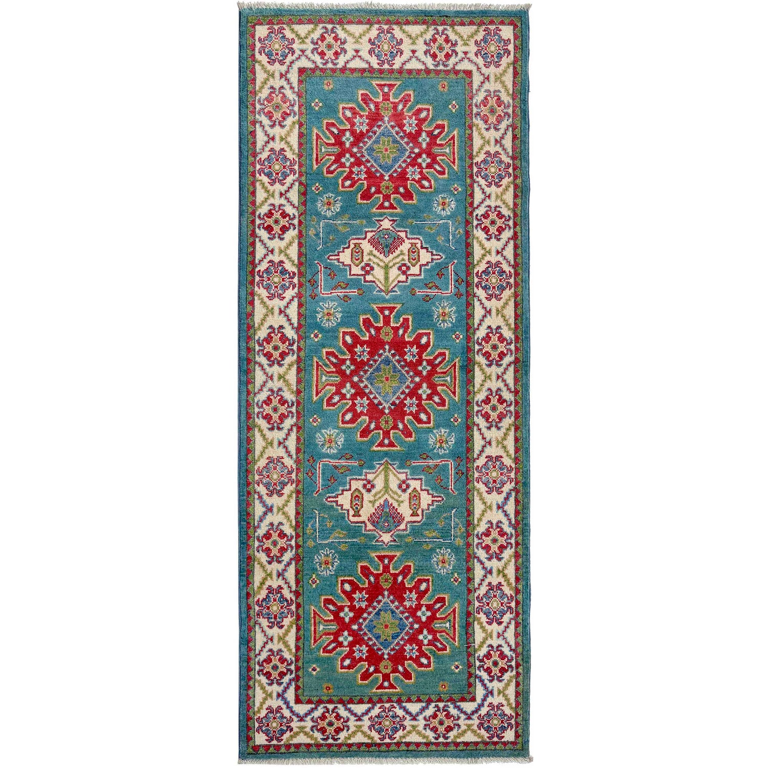 Hand Knotted Kazak Oriental Runner Rug 2' 7" x 6' 2" ft / 79 x 187 cm - No. R37441