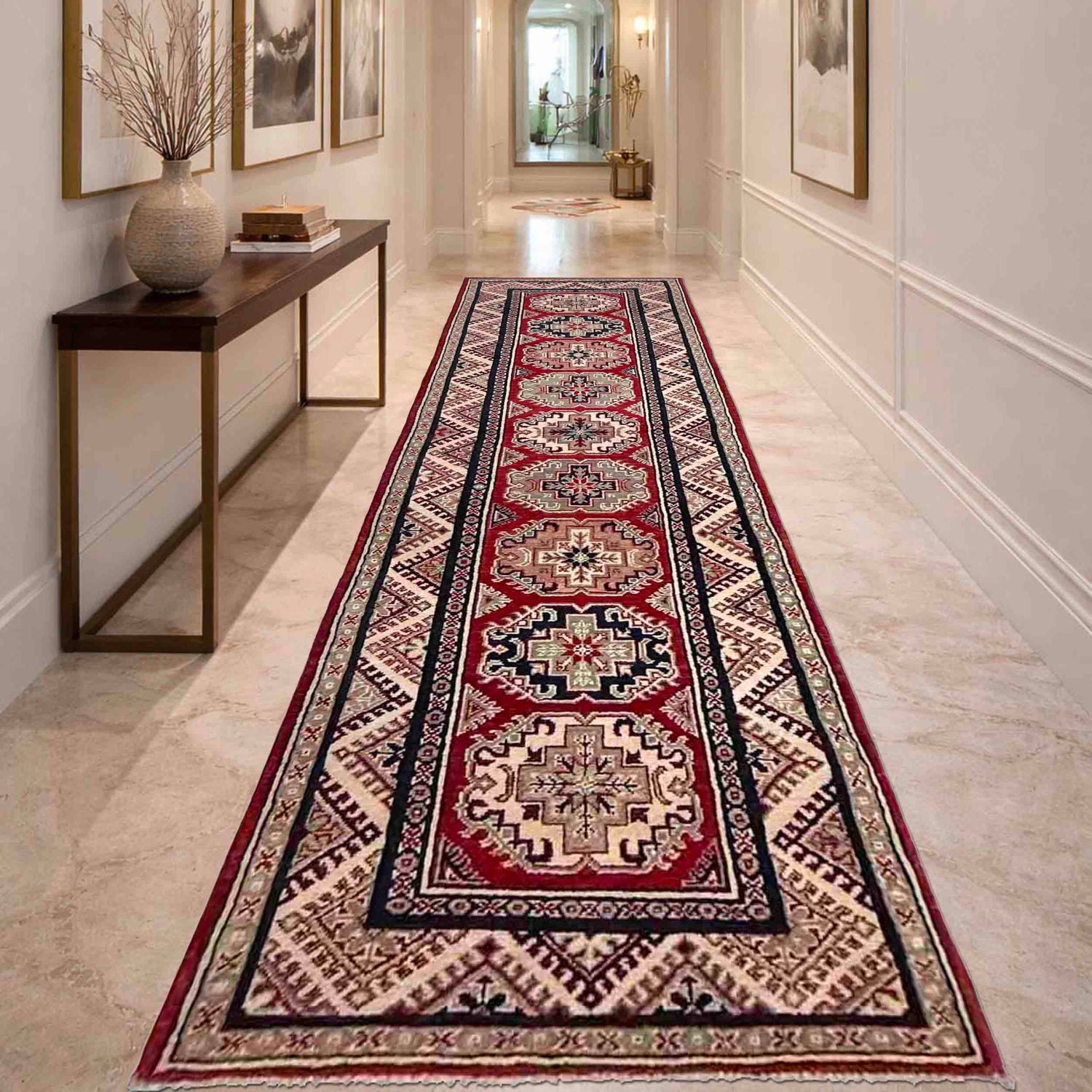 Red Color Kazak Runner Rug 2' 7" x 10' 0" ft / 79 x 304 cm - No. R37442