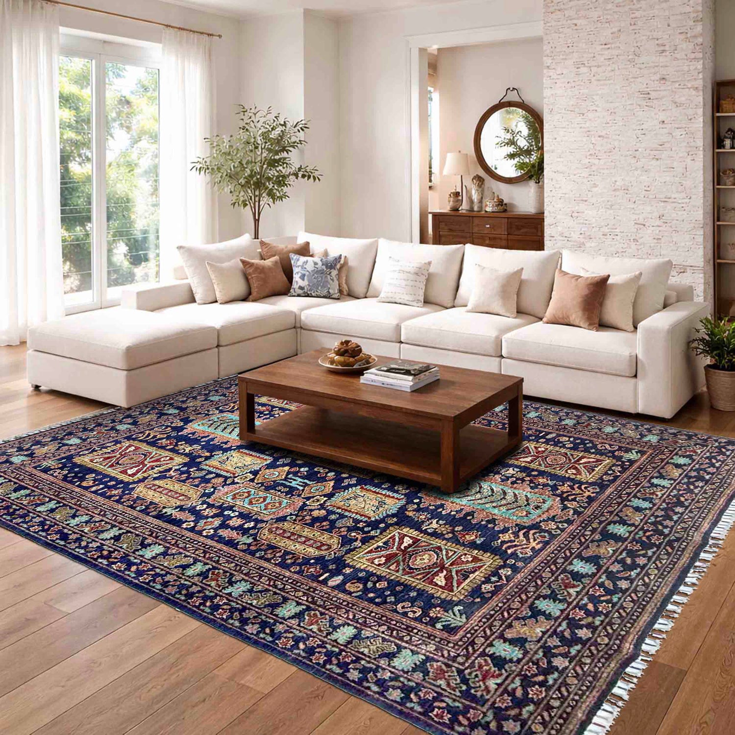Premium Hand Knotted Kazak Rug 5' 6" x 7' 10" ft / 168 x 238 cm - No. R37462