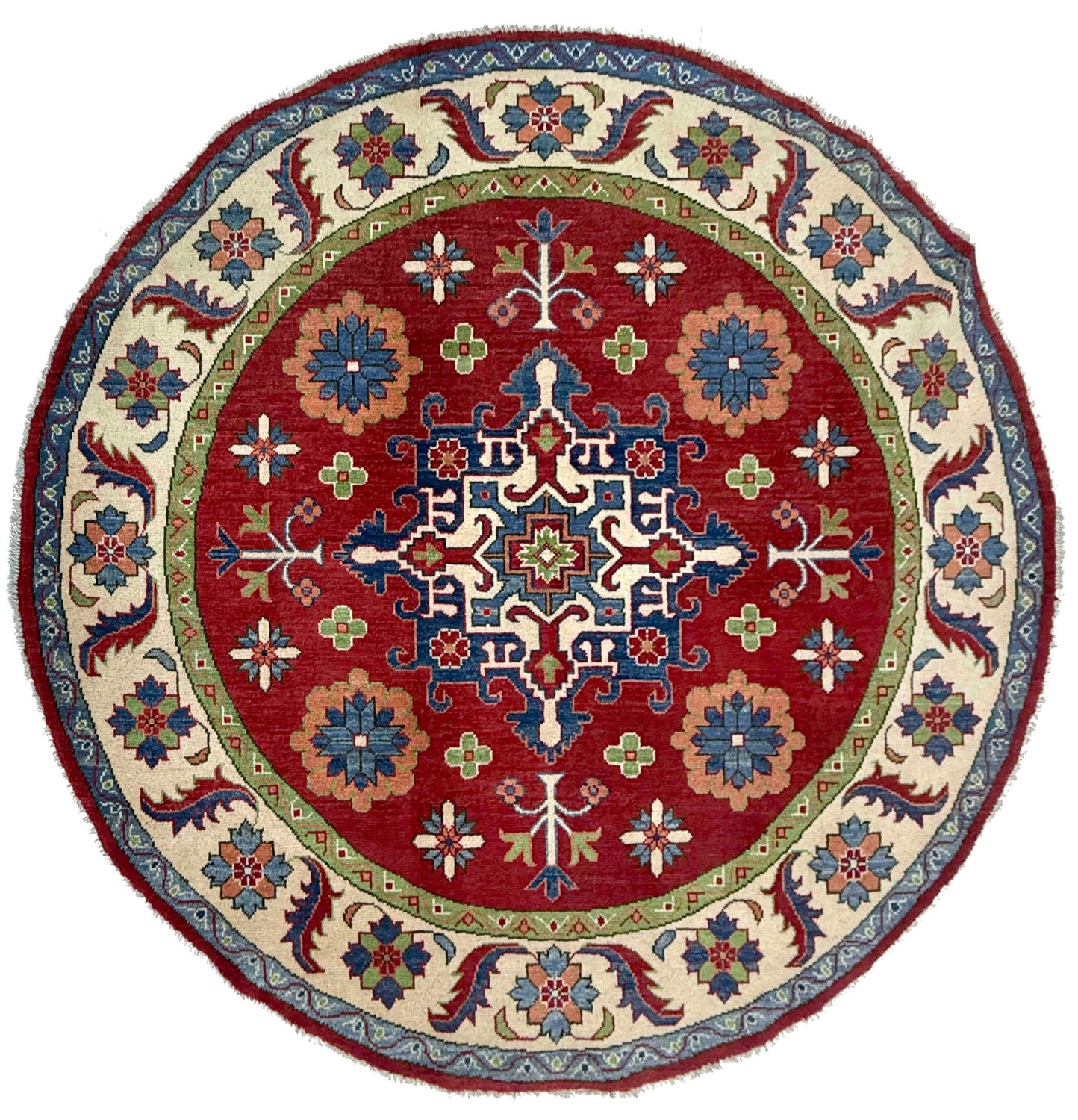 Traditional Kazak Round Area Rug 5' 10" x 5' 10" ft / 178 x 178 cm - No. R37466