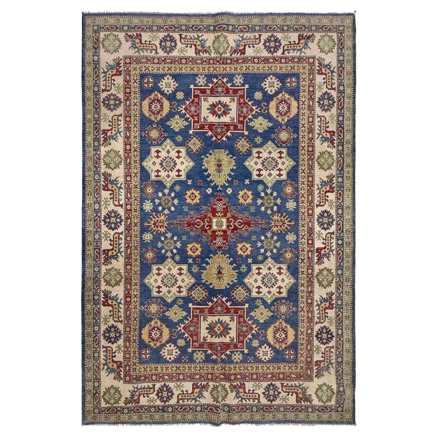 Blue Color Kazak Rug 6' 6" x 10' 4" ft / 198 x 314 cm - No. R37467