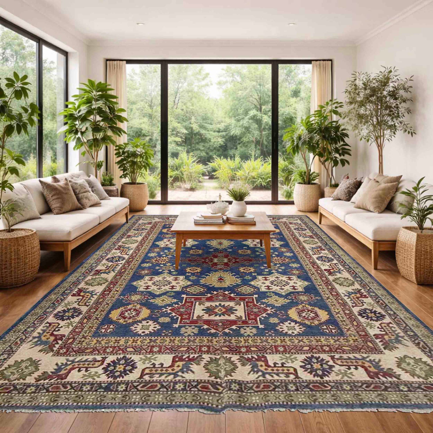 Blue Color Kazak Rug 6' 6" x 10' 4" ft / 198 x 314 cm - No. R37467