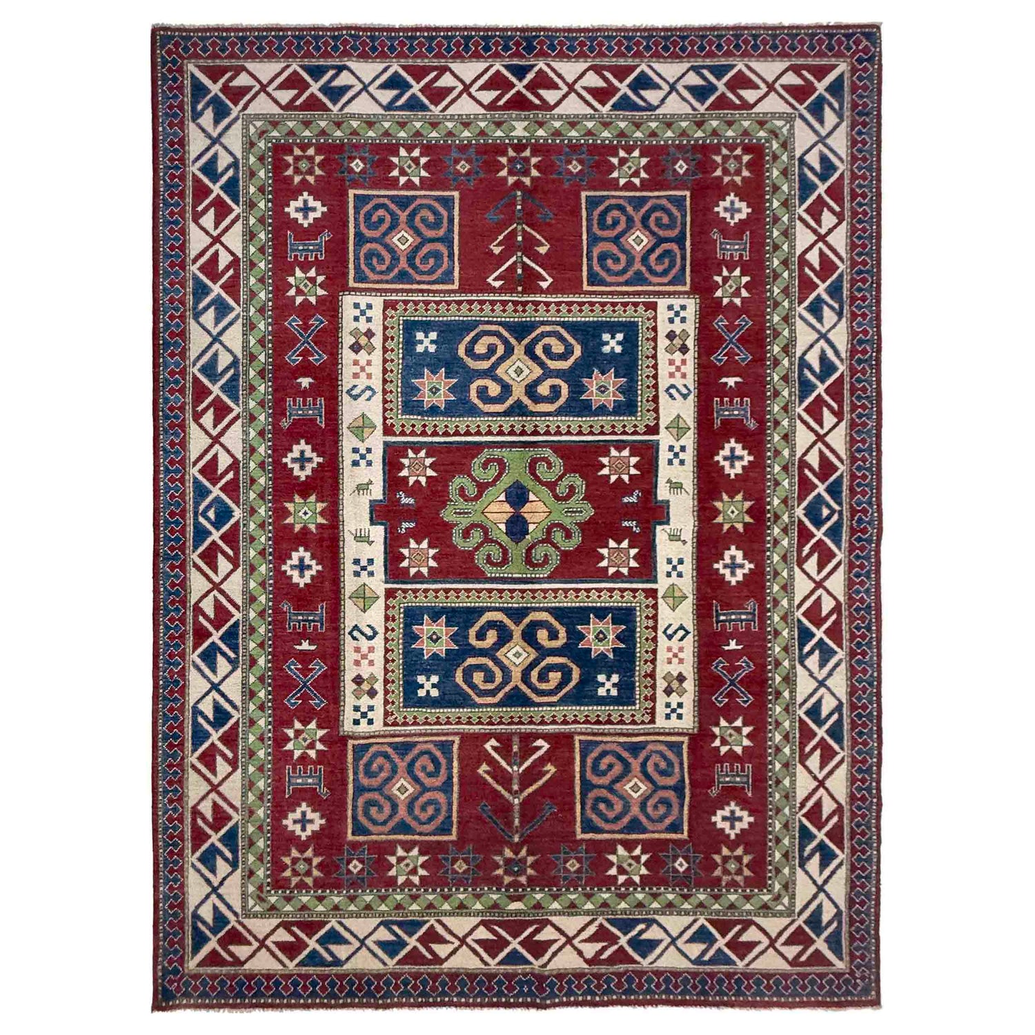 Red Color Kazak Rug 6' 4" x 9' 7" ft / 192 x 291 cm - No. R37472