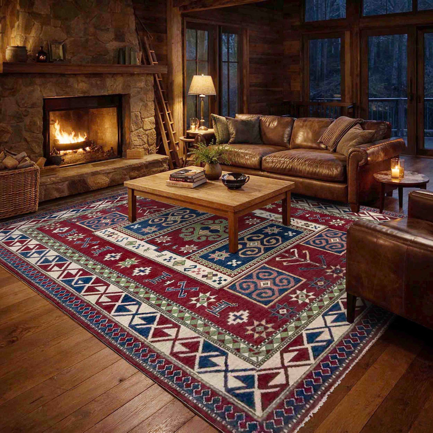 Red Color Kazak Rug 6' 4" x 9' 7" ft / 192 x 291 cm - No. R37472