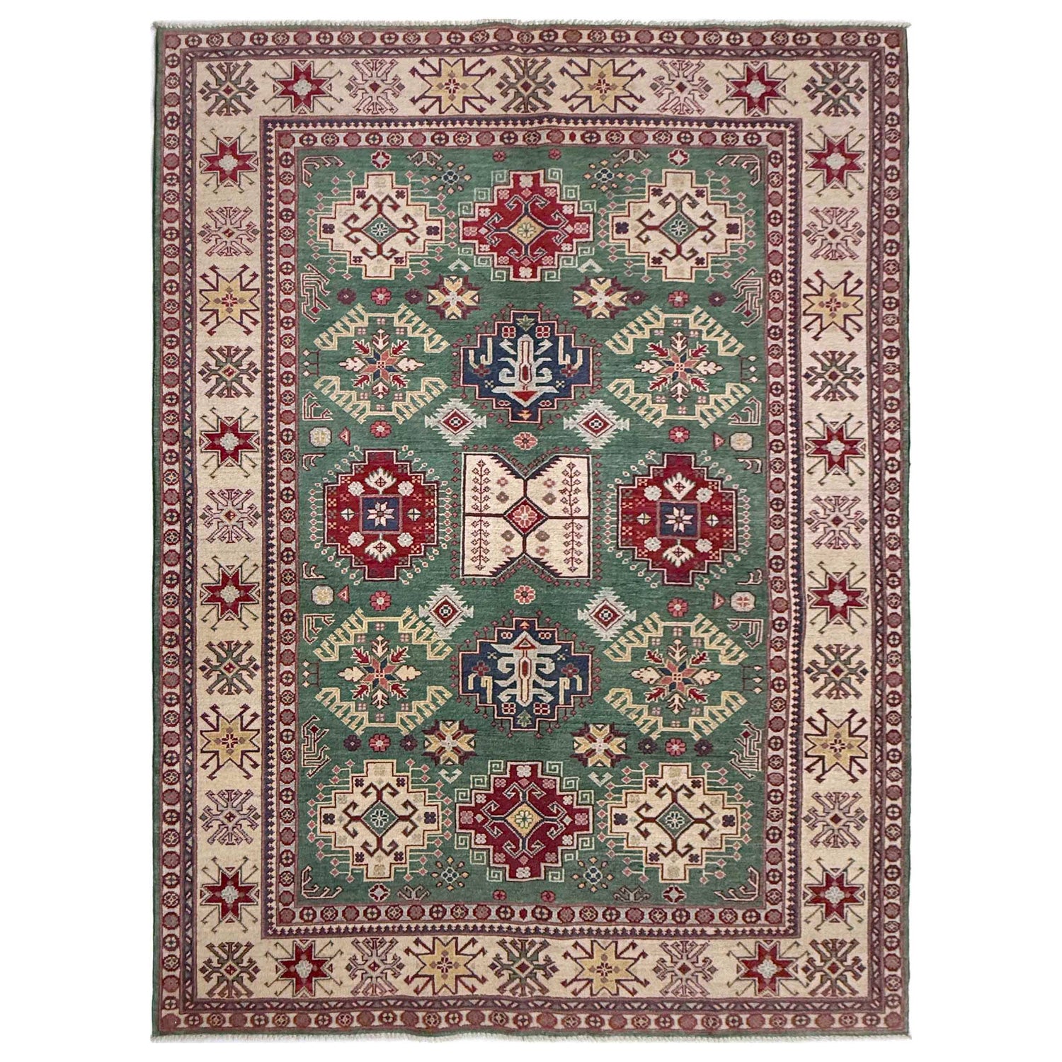 Handmade Kazak Area Rug 5' 9" x 9' 4" ft / 176 x 285 cm - No. R37478