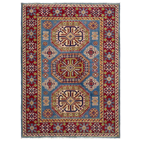 Handmade Kazak Area Rug 4' 0" x 6' 0" ft / 122 x 183 cm - No. R37480