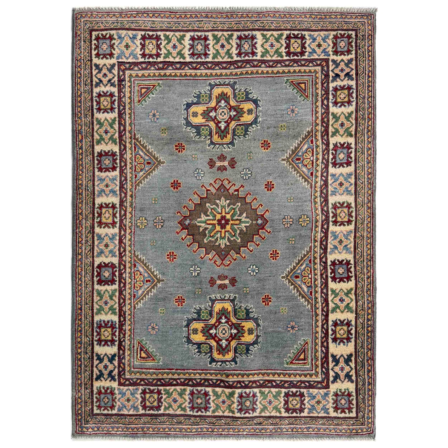 Handmade Kazak Area Rug 3' 3" x 4' 9" ft / 100 x 146 cm - No. R37481
