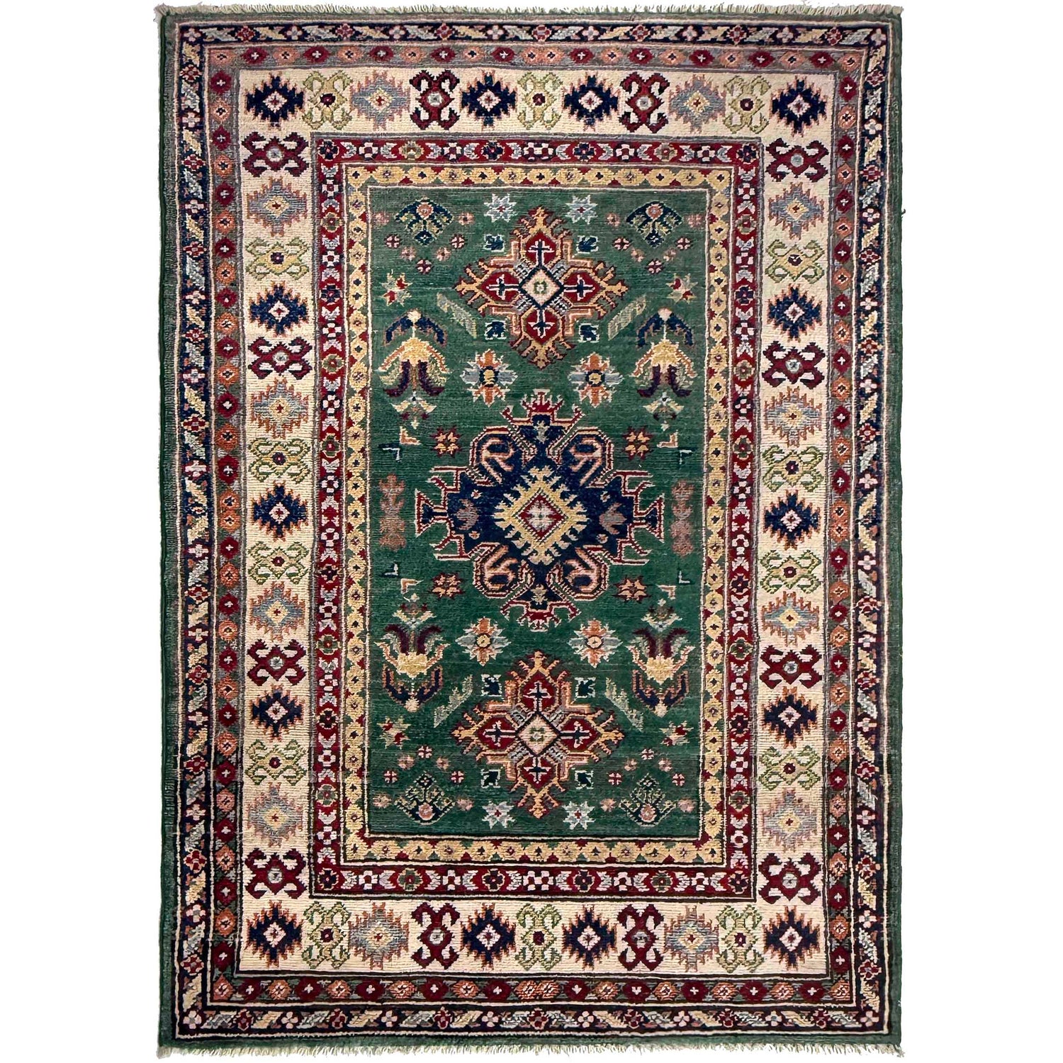 Handmade Kazak Area Rug 3' 1" x 4' 11" ft / 94 x 150 cm - No. R37482