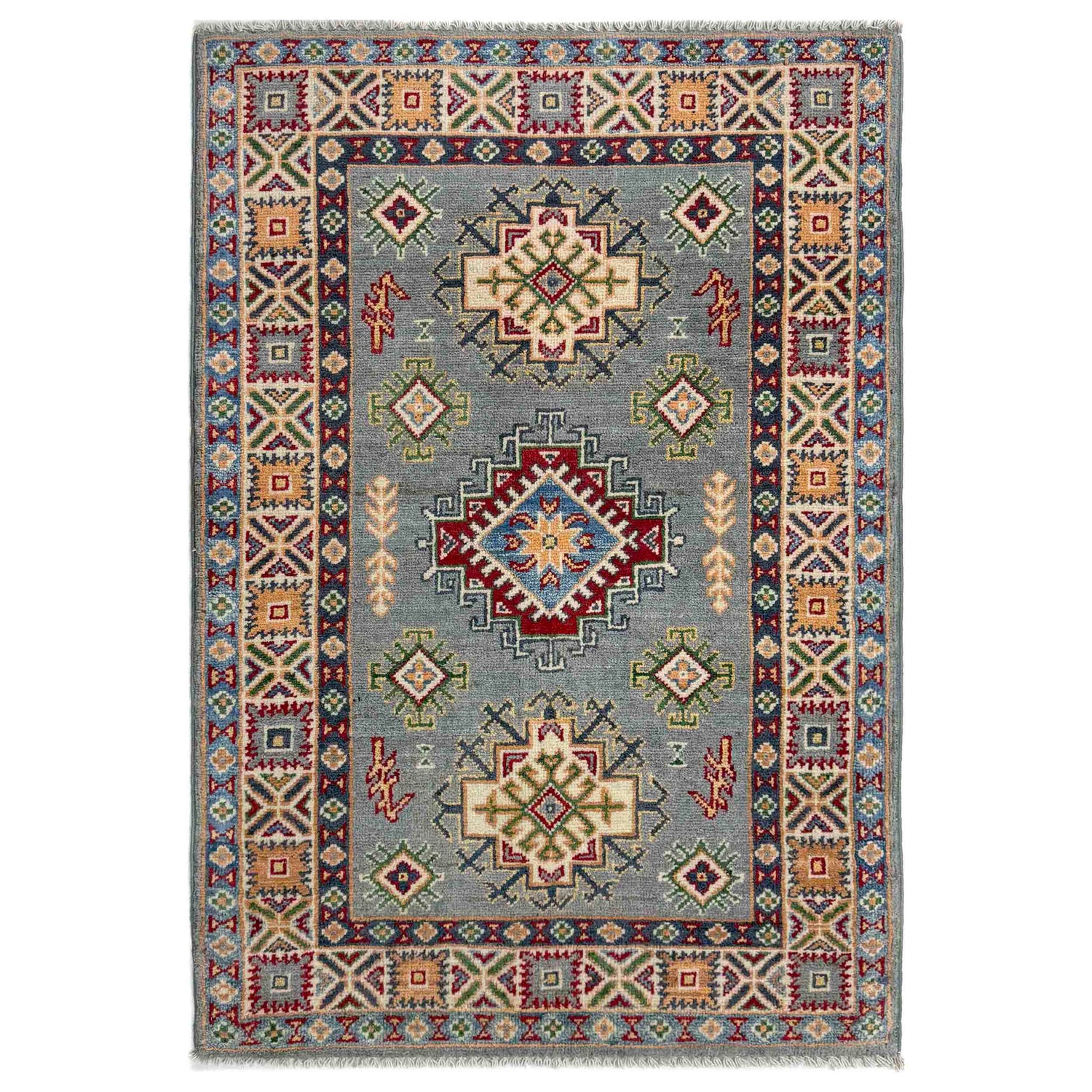 Hand Knotted Kazak Oriental Rug 2' 7" x 3' 11" ft / 80 x 119 cm - No. R37488