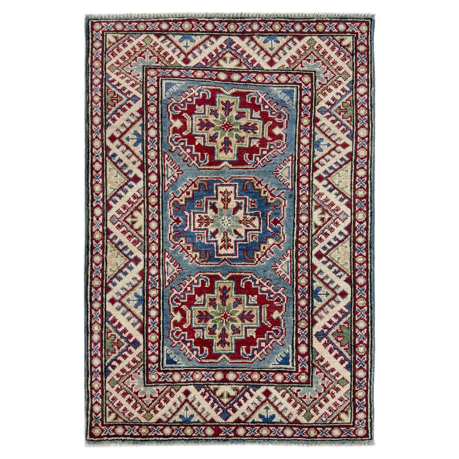 Hand Knotted Kazak Oriental Rug 2' 7" x 4' 0" ft / 80 x 123 cm - No. R37489
