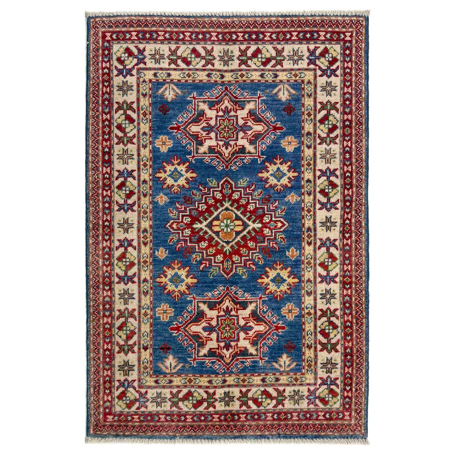Hand knotted Kazak Carpet 2' 7" x 4' 0" ft / 79 x 123 cm - No. R37491