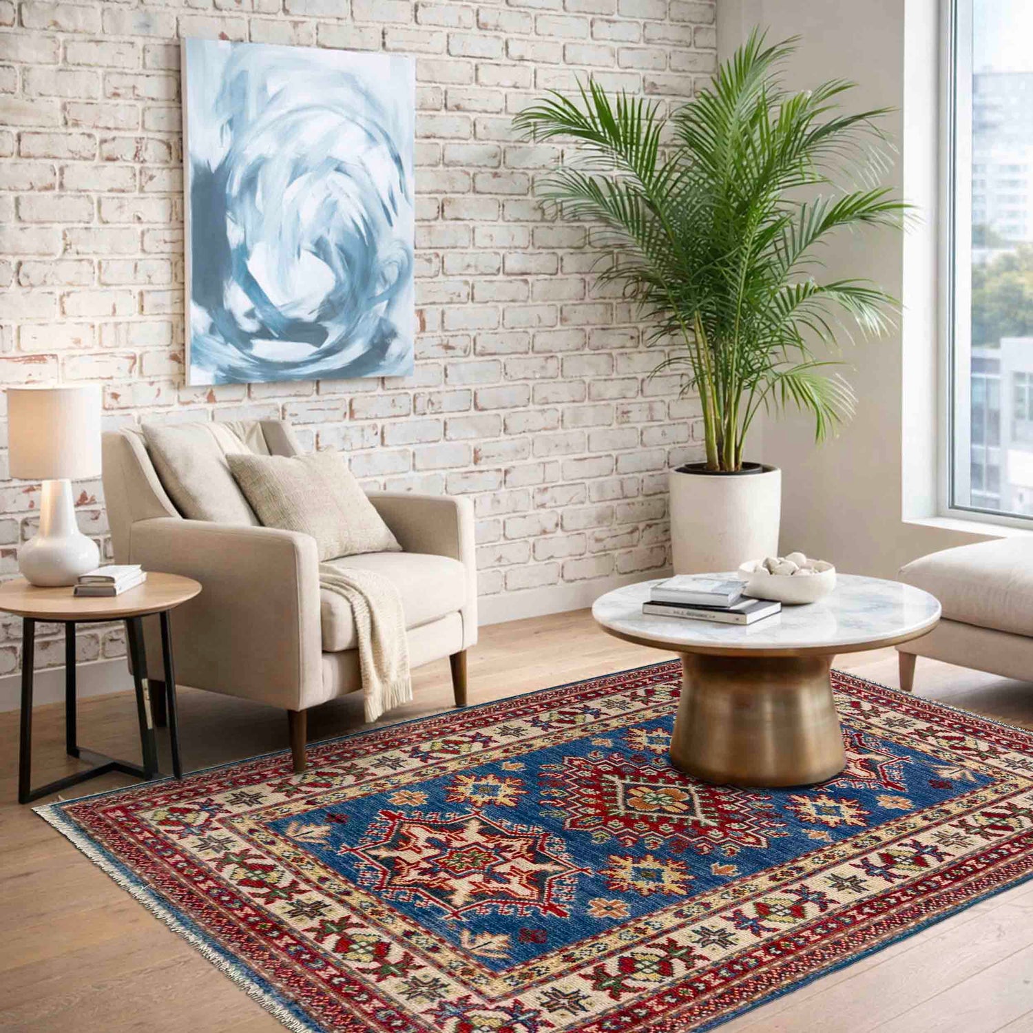 Hand knotted Kazak Carpet 2' 7" x 4' 0" ft / 79 x 123 cm - No. R37491