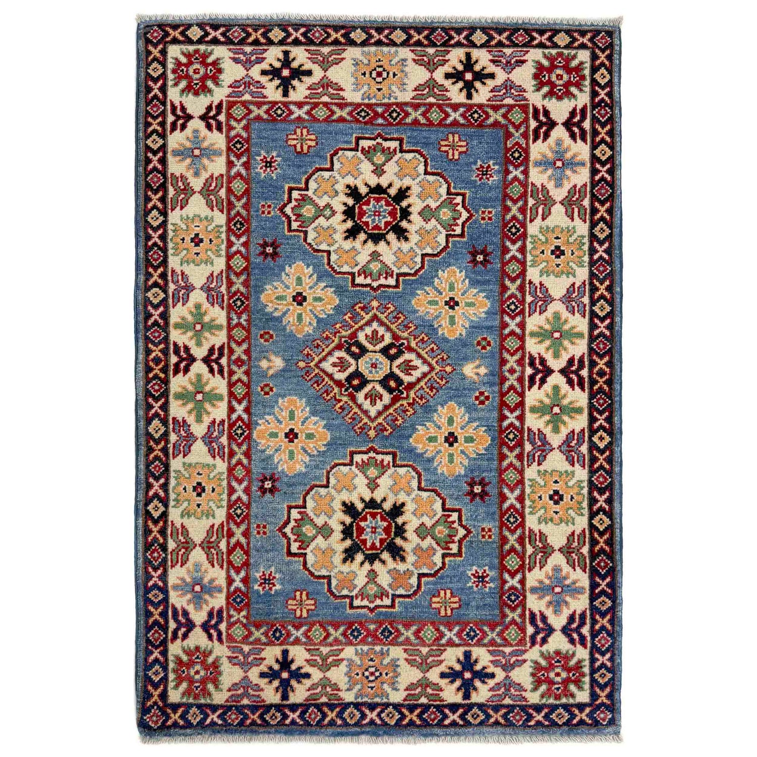 Blue Color Kazak Rug 2' 7" x 4' 3" ft / 78 x 130 cm - No. R37495