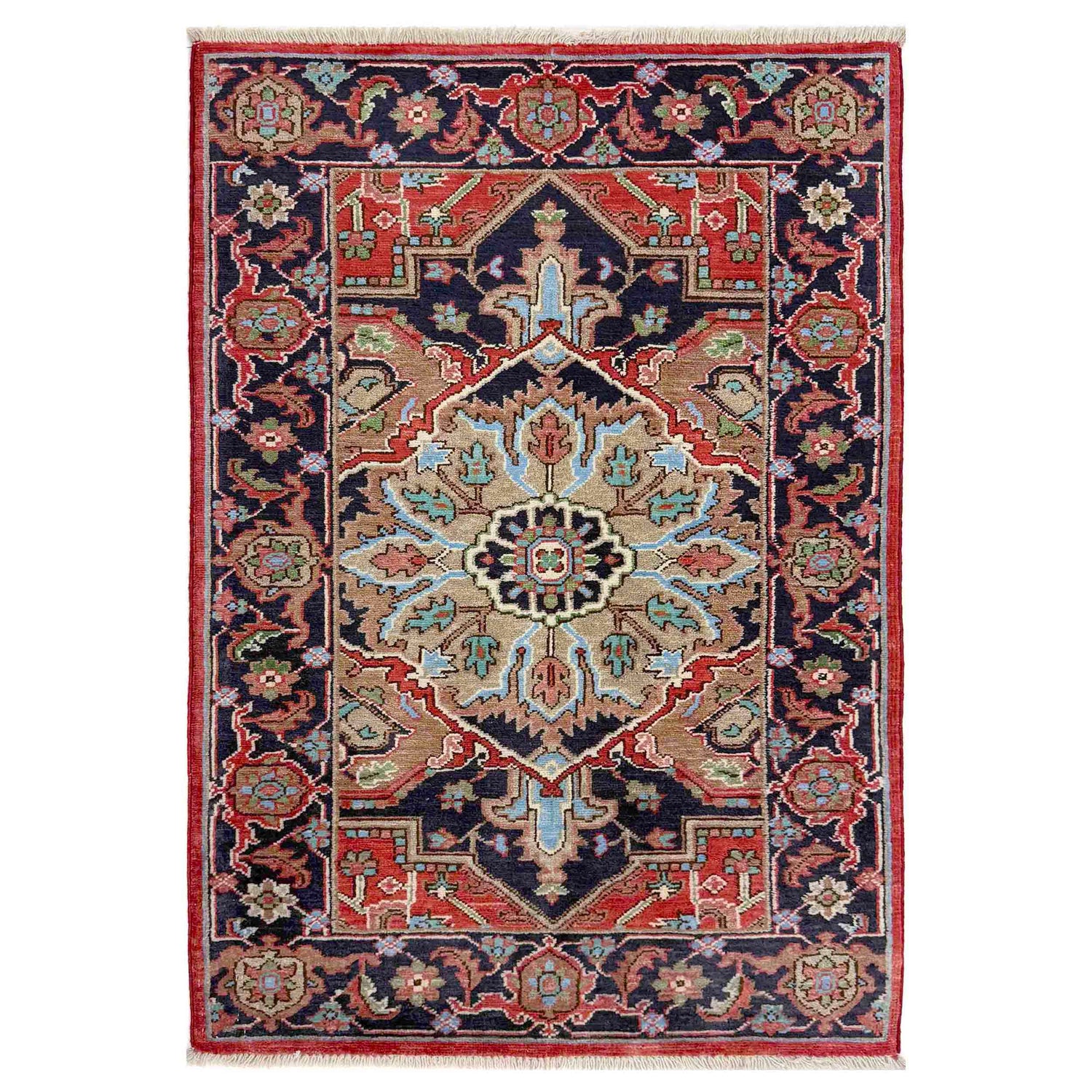 Hand Knotted Heriz Rug 2' 8" x 4' 2" ft / 81 x 126 cm - No. R37496