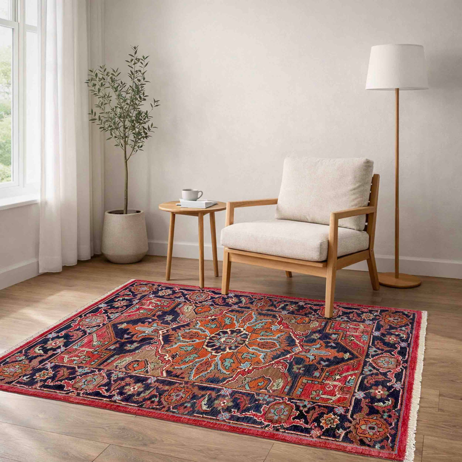 Hand Woven Heriz Design Carpet 2' 7" x 4' 1" ft / 78 x 125 cm - No. R37497