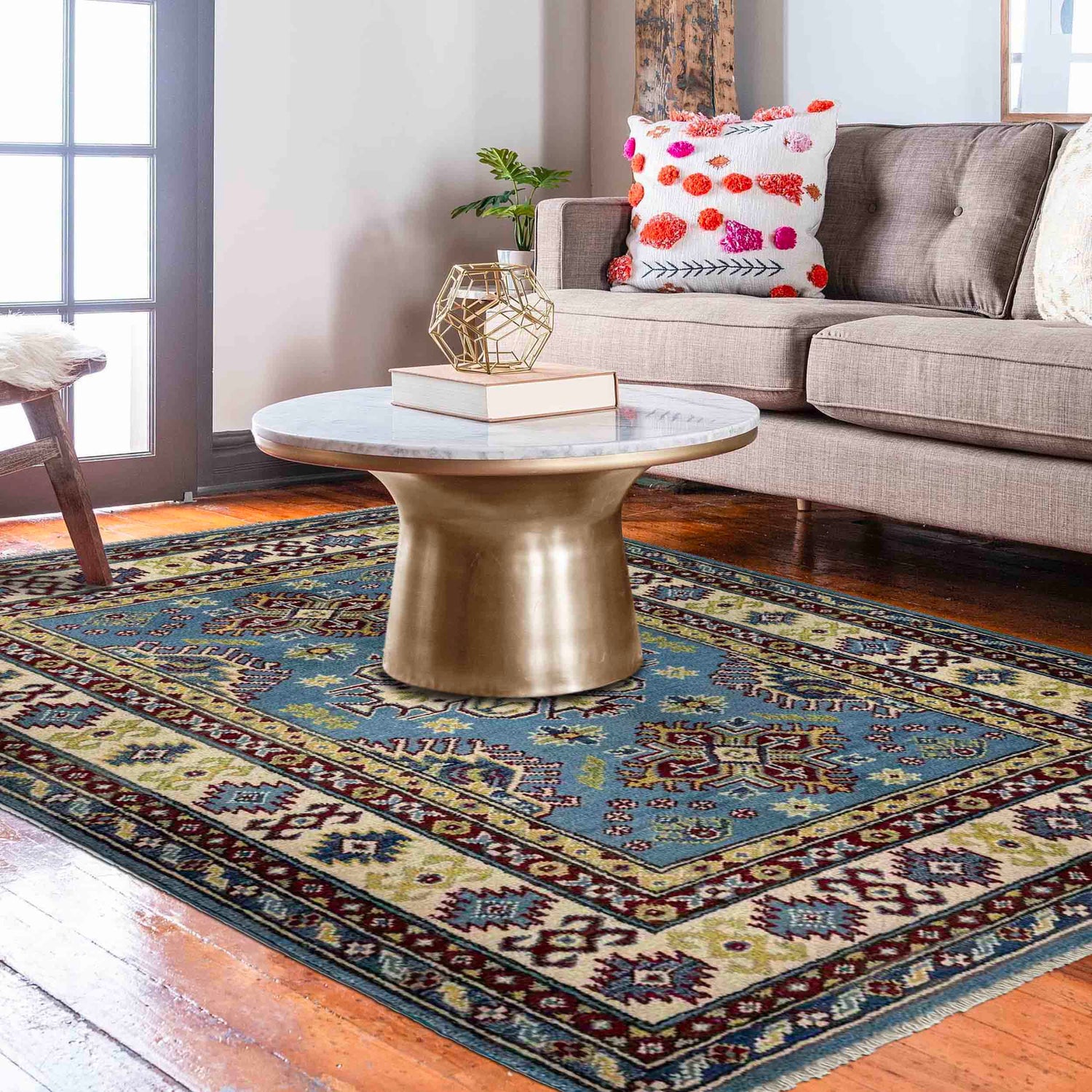 Oriental Kazak Rug 3' 3" x 4' 10" ft / 100 x 148 cm - No. R37502