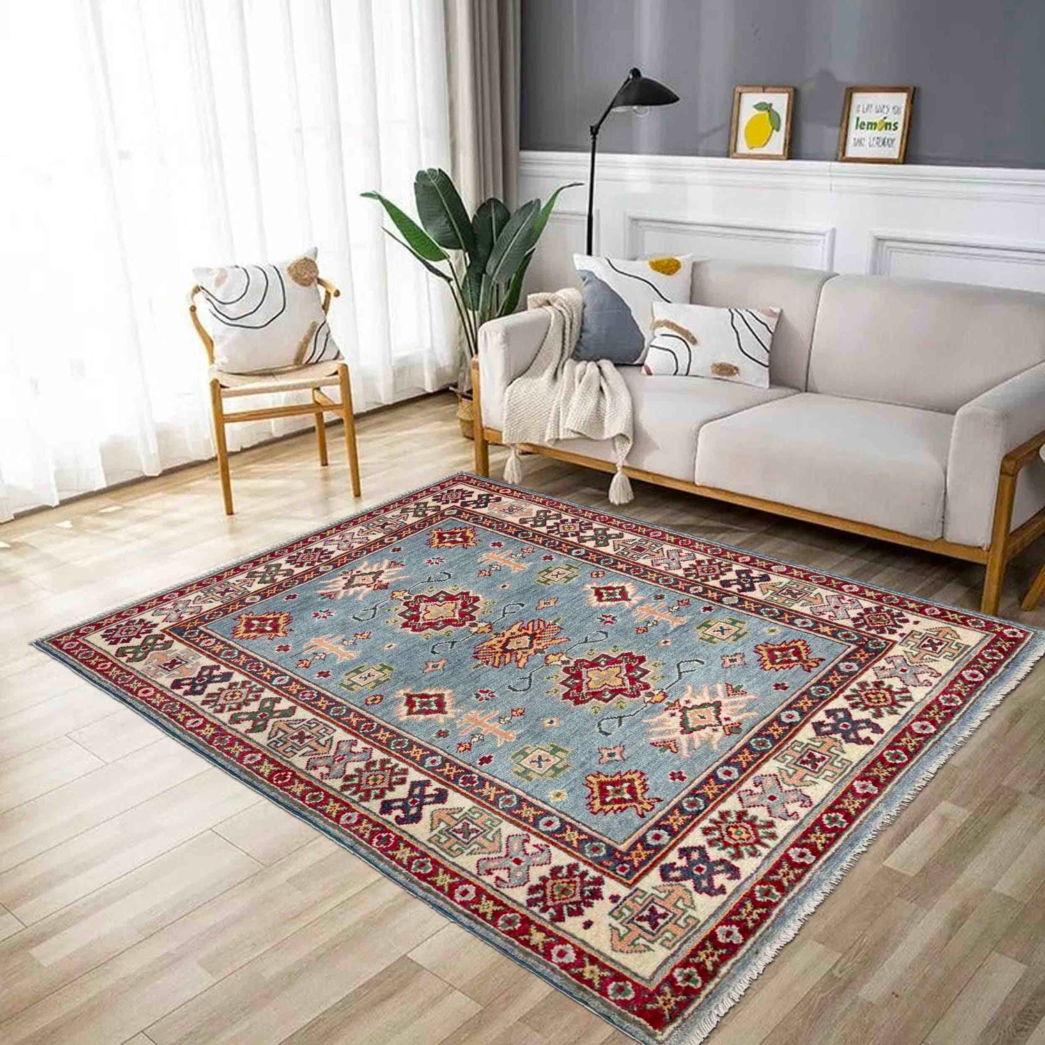 Handmade Kazak Area Rug 3' 3" x 4' 11" ft / 100 x 150 cm - No. R37508