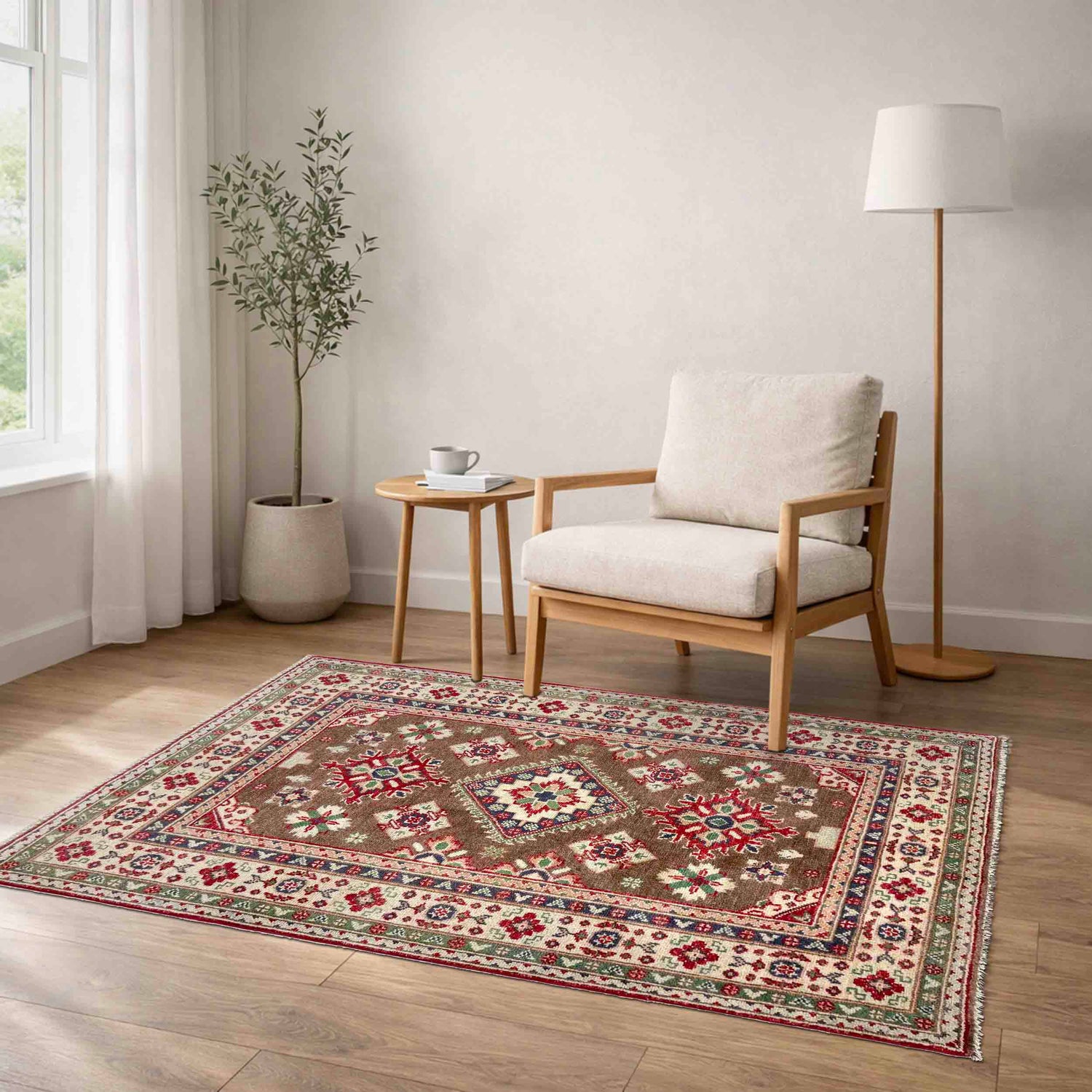 Brown Color Kazak Rug 3' 2" x 4' 11" ft / 96 x 149 cm - No. R37510