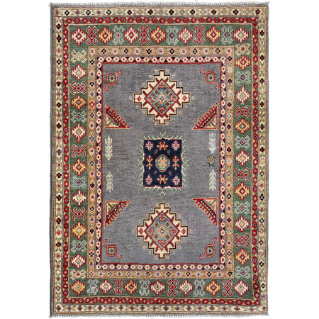 Gray Color Kazak Rug 3' 3" x 4' 11" ft / 99 x 150 cm - No. R37512